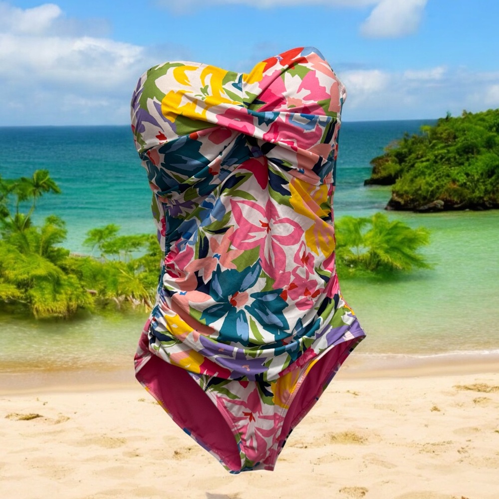 Anne Cole Colorful Floral Women's One Piece Swimsuit size 12